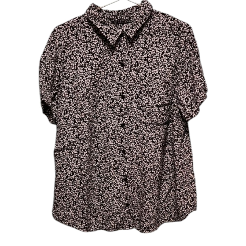 Croft & Barrow Floral Black and White Women's Shirt 1X